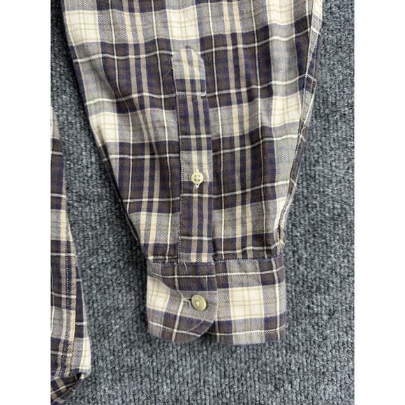 Nautica Shirt Mens Medium Brown Blue Plaid Button Down Long Sleeve Cotton Casual - Picture 8 of 14